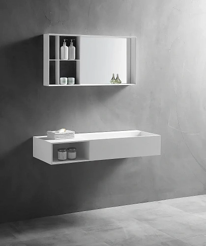 Тумба с раковиной ABBER Stein AS2640-1.2 L подвесная, белая матовая Тумба с раковиной ABBER Stein AS2640-1.2 L подвесная, белая матовая