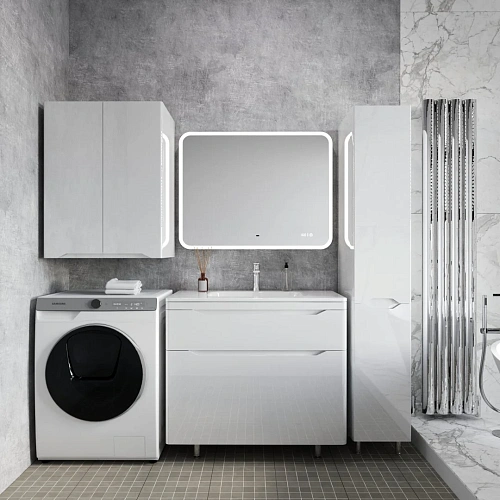 Тумба под раковину Style Line Марелла 90 Люкс антискрейтч белый глянец, PLUS напольная СС-00002417 Тумба под раковину Style Line Марелла 90 Люкс антискрейтч белый глянец, PLUS напольная СС-00002417