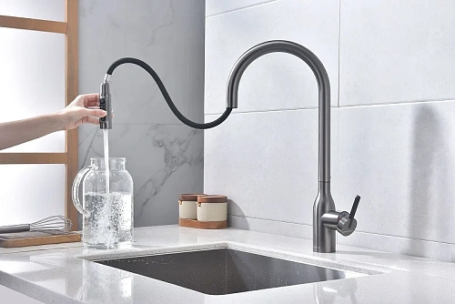 Смеситель для кухни Paulmark Universal вороненая сталь Un213880-GM Смеситель для кухни Paulmark Universal вороненая сталь Un213880-GM