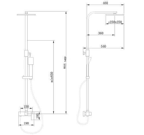 Душевая система ABBER Daheim AF8220BL без излива, черный матовый Душевая система ABBER Daheim AF8220BL без излива, черный матовый