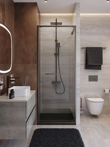 Душевая дверь CEZARES LUX-B-FS-1-70-C-GM 70 см, профиль оружейная сталь, стекло прозрачное Душевая дверь CEZARES LUX-B-FS-1-70-C-GM 70 см, профиль оружейная сталь, стекло прозрачное