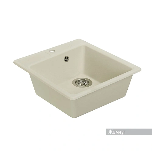 Кухонная мойка Aquaton Парма 1A713032PM240 из литого мрамора, квадратная, жемчуг Кухонная мойка Aquaton Парма 1A713032PM240 из литого мрамора, квадратная, жемчуг