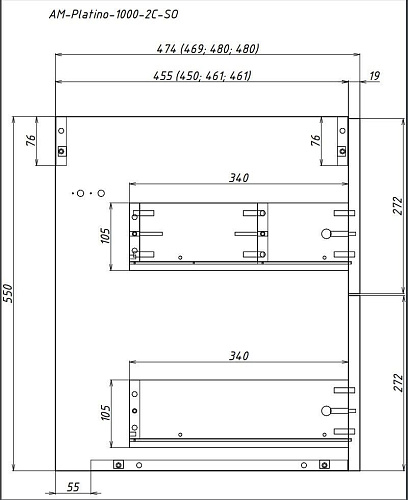 Тумба под раковину ART&MAX PLATINO AM-Platino-750-2C-SO-GM подвесная с двумя выкатными ящиками, серы Тумба под раковину ART&MAX PLATINO AM-Platino-750-2C-SO-GM подвесная с двумя выкатными ящиками, серы