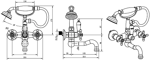 Смеситель для ванны Boheme TRADIZIONALE ORO 293-Ceramic Смеситель для ванны Boheme TRADIZIONALE ORO 293-Ceramic