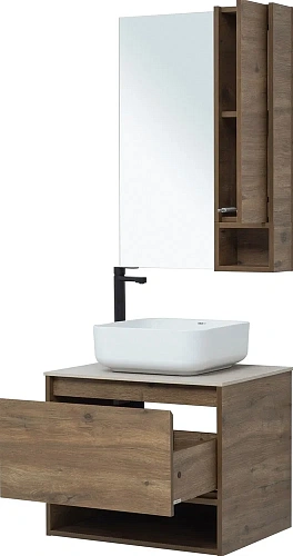 Комплект мебели STWORKI Карлстад 60 дуб рустикальный, простоун беж, с отверстием под смеситель в сто 425192 Комплект мебели STWORKI Карлстад 60 дуб рустикальный, простоун беж, с отверстием под смеситель в сто 425192