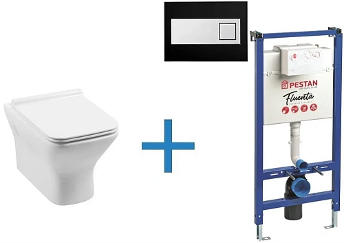 Комплект унитаза с инсталляцией Aquanet Rimless Cube-W CL-12248D (инсталляция Pestan Fluenta SET4000 Cube-W + SET40006356DB Комплект унитаза с инсталляцией Aquanet Rimless Cube-W CL-12248D (инсталляция Pestan Fluenta SET4000 Cube-W + SET40006356DB