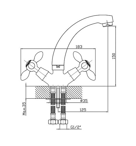 Смеситель для раковины Agger Retro A1901100 Смеситель для раковины Agger Retro A1901100