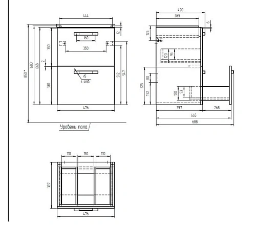 Тумба под раковину Cersanit MELAR 50 (SU-MEL-CM50) напольная для COMO 50 белый 64127 Тумба под раковину Cersanit MELAR 50 (SU-MEL-CM50) напольная для COMO 50 белый 64127