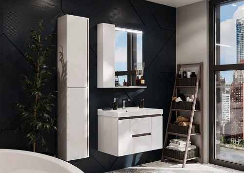 Шкаф-пенал Aquaton Рене белый, грецкий орех 1A222003NRC80 Шкаф-пенал Aquaton Рене белый, грецкий орех 1A222003NRC80