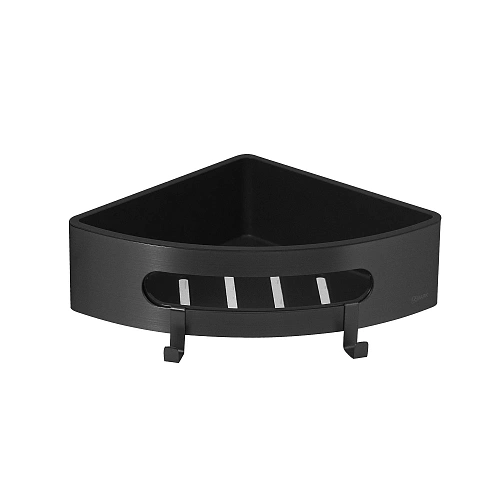 Полка Lemark SHELF LINE угловая с крючками, черный/ вставка-пластик черный 9772047 Полка Lemark SHELF LINE угловая с крючками, черный/ вставка-пластик черный 9772047