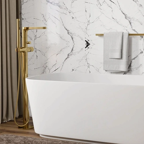 Смеситель для ванны WasserKRAFT Ems 7621 напольный золото Смеситель для ванны WasserKRAFT Ems 7621 напольный золото