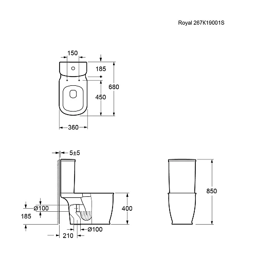 Унитаз напольный Ambassador Royal 267K19001S (680x360x850) с тонкой крышкой Унитаз напольный Ambassador Royal 267K19001S (680x360x850) с тонкой крышкой