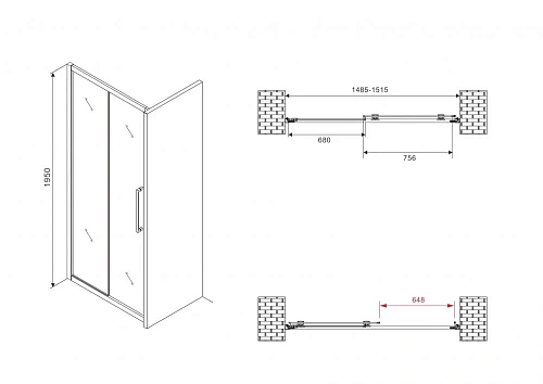 Душевая дверь ABBER Schwarzer Diamant AG30150H 150 см универсальная, профиль хром, стекло прозрачное Душевая дверь ABBER Schwarzer Diamant AG30150H 150 см универсальная, профиль хром, стекло прозрачное