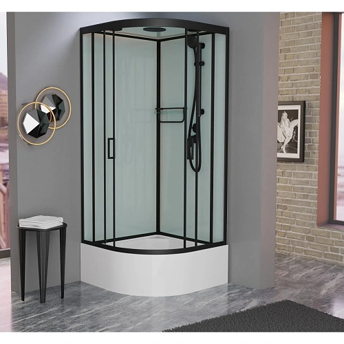 Душевая кабина Frank F409/2 Black черный профиль 90x90 147009 Душевая кабина Frank F409/2 Black черный профиль 90x90 147009