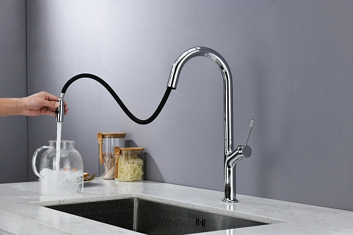 Смеситель для кухни AQUAme Cucina AQM9905CR с выдвижным изливом, с подключением к фильтру с питьевой водой, хром Смеситель для кухни AQUAme Cucina AQM9905CR с выдвижным изливом, с подключением к фильтру с питьевой водой, хром