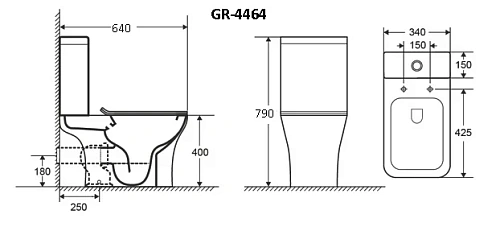 Унитаз напольный GROSSMAN GR-4464S Classic 640x340x790 безободковый с тонкой крышкой Унитаз напольный GROSSMAN GR-4464S Classic 640x340x790 безободковый с тонкой крышкой