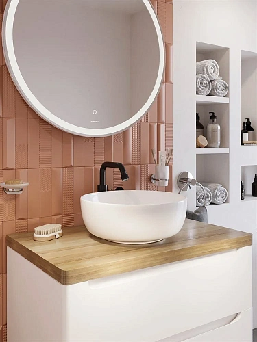 Тумба с раковиной STWORKI Берген 80 белая со светлой столешницей, Moduo 40 RING 549470 Тумба с раковиной STWORKI Берген 80 белая со светлой столешницей, Moduo 40 RING 549470