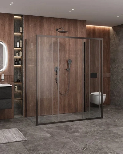 Душевой уголок CEZARES MOLVENO-AH-2/2-170/90-C-GM-IV цвет профиля оружейная сталь стекло прозрачное 1700x900 мм Душевой уголок CEZARES MOLVENO-AH-2/2-170/90-C-GM-IV цвет профиля оружейная сталь стекло прозрачное 1700x900 мм