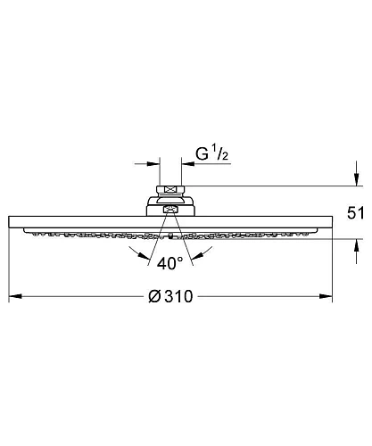 Верхний душ GROHE Rainshower Cosmopolitan Metal, 1 режим, диаметр 310 мм, хром (27477000) Верхний душ GROHE Rainshower Cosmopolitan Metal, 1 режим, диаметр 310 мм, хром (27477000)