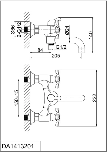 Смеситель для ванны D&K Lorsch Hessen DA1413201 Смеситель для ванны D&K Lorsch Hessen DA1413201
