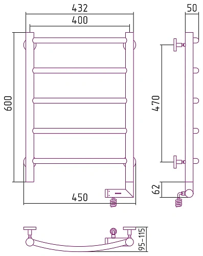 Полотенцесушитель электрический Сунержа Галант 2.0 600х400 МЭМ правый 00-5201-6040 Без покрытия Полотенцесушитель электрический Сунержа Галант 2.0 600х400 МЭМ правый 00-5201-6040 Без покрытия