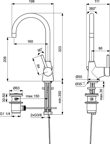 Смеситель для раковины Ideal Standard CERALINE BC195AA Смеситель для раковины Ideal Standard CERALINE BC195AA
