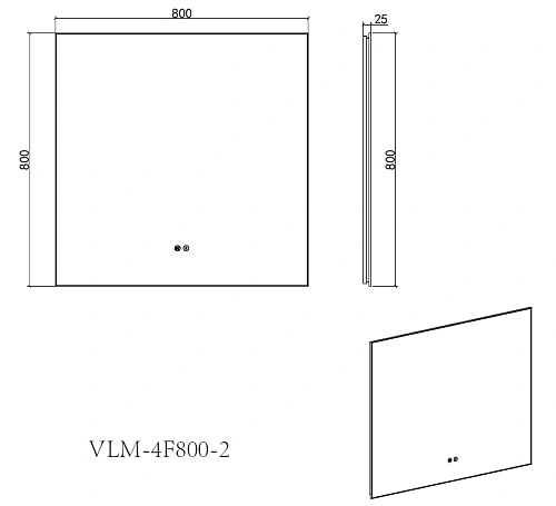 Зеркало Vincea LED VLM-4F800GM-2 800х800 сенсорное, антизапотевание, вороненая сталь Зеркало Vincea LED VLM-4F800GM-2 800х800 сенсорное, антизапотевание, вороненая сталь