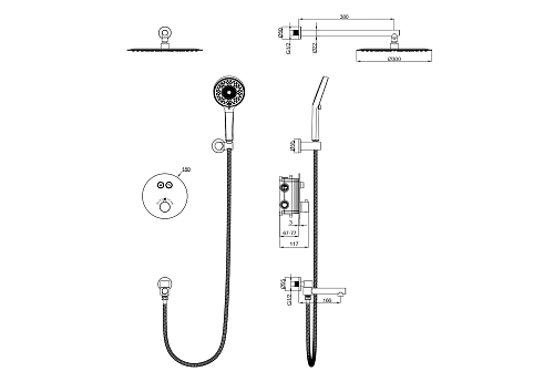 Душевая система Wonzon & Woghand с термостатом, встраиваемая, брашированное золото (WW-88929010-BG) Душевая система Wonzon & Woghand с термостатом, встраиваемая, брашированное золото (WW-88929010-BG)