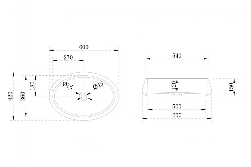 Раковина ABBER Stein AS2605 накладная, белая матовая Раковина ABBER Stein AS2605 накладная, белая матовая