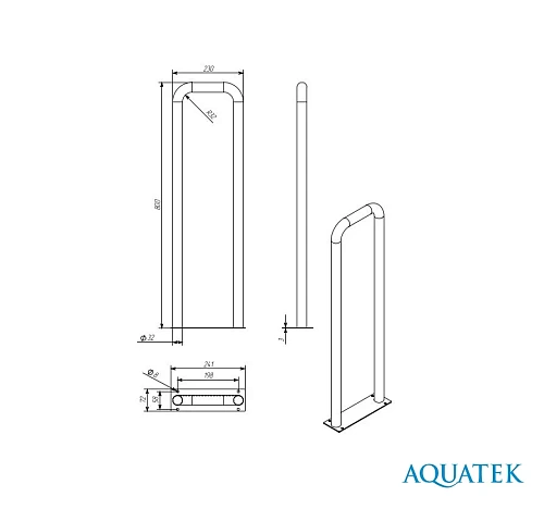 Поручень Aquatek настенный стационарный 800x230 мм, POR-0000006 Поручень Aquatek настенный стационарный 800x230 мм, POR-0000006