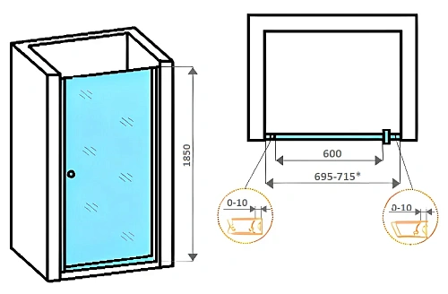 Душевая дверь Parly DE70 70x185 Душевая дверь Parly DE70 70x185