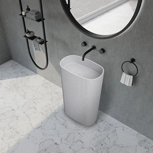 Раковина ABBER Stein AS2502-H отдельностоящая, белая матовая Раковина ABBER Stein AS2502-H отдельностоящая, белая матовая