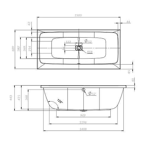 Акриловая ванна AM.PM Func W84A-150-070W-A 150х70 Акриловая ванна AM.PM Func W84A-150-070W-A 150х70