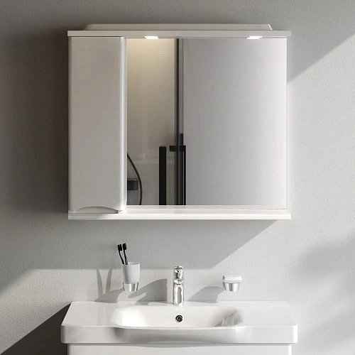 Зеркальный шкаф AM.PM Like M80MPL0801WG 80 см, с подсветкой, левый, белый Зеркальный шкаф AM.PM Like M80MPL0801WG 80 см, с подсветкой, левый, белый