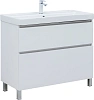 Тумба с раковиной Aquanet Вега 100 00345373 напольная белый глянец