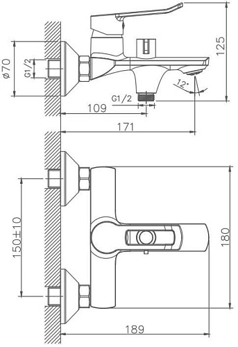 Смеситель для ванны Haiba HB60556, хром Смеситель для ванны Haiba HB60556, хром