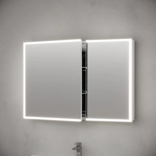 Зеркальный шкаф Sancos Evoke SC80100 1000x700х136 мм из алюминия с LED подсветкой Зеркальный шкаф Sancos Evoke SC80100 1000x700х136 мм из алюминия с LED подсветкой