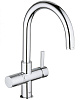 Картинка анонса товара «смеситель для кухни grohe blue с высоким изливом для водопроводной и фильтрованной воды, хром (33251 33251000»