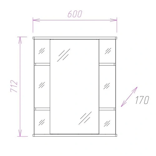 Зеркальный шкаф Onika ГЛОРИЯ 60.00 Универсальный 206041 Зеркальный шкаф Onika ГЛОРИЯ 60.00 Универсальный 206041