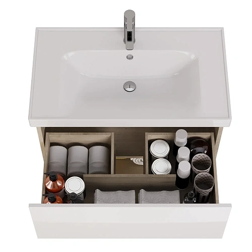 Тумба под раковину DREJA PERFECTO, 90 см, подвесная, 1 ящик, дуб эврика/белый глянец 99.0813 Тумба под раковину DREJA PERFECTO, 90 см, подвесная, 1 ящик, дуб эврика/белый глянец 99.0813