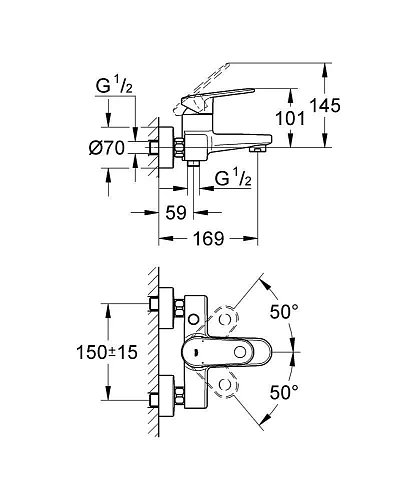Смеситель для ванны GROHE Europlus, хром (33553002) Смеситель для ванны GROHE Europlus, хром (33553002)