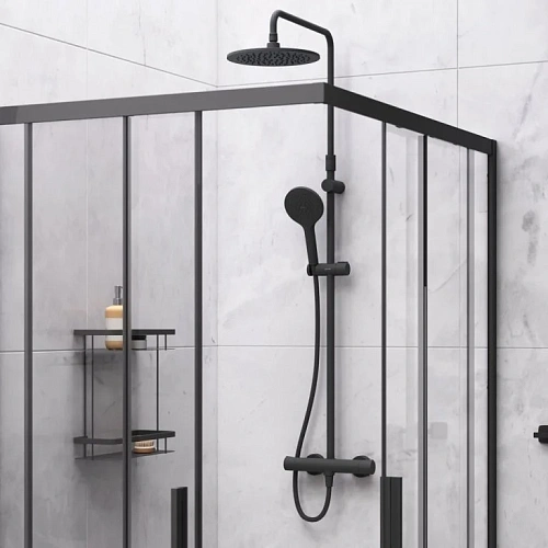 Душевой уголок AM.PM Gem S 120х90 WK93ES с душевой системой и аксессуарами, профиль черный матовый, стекло прозрачное Душевой уголок AM.PM Gem S 120х90 WK93ES с душевой системой и аксессуарами, профиль черный матовый, стекло прозрачное