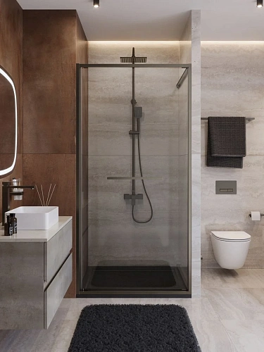 Душевая дверь CEZARES LUX-B-FS-1-100-C-GM 100 см, профиль оружейная сталь, стекло прозрачное Душевая дверь CEZARES LUX-B-FS-1-100-C-GM 100 см, профиль оружейная сталь, стекло прозрачное