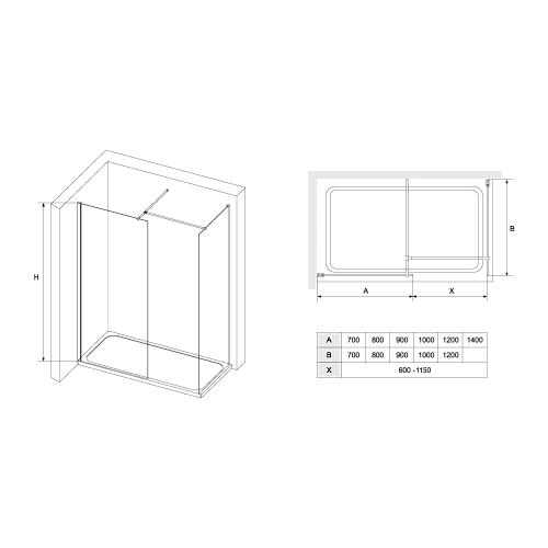 Душевая перегородка RGW Walk In WA-020B (WA-010B (2 шт.) + S-1220 B) 02122080-14 Душевая перегородка RGW Walk In WA-020B (WA-010B (2 шт.) + S-1220 B) 02122080-14