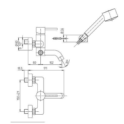Смеситель для душа Paini Fiori F2CR511LMKM Смеситель для душа Paini Fiori F2CR511LMKM