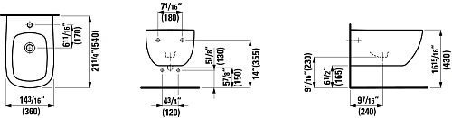Биде подвесное Laufen Palomba LCC 8.3080.1.400.304.1 Биде подвесное Laufen Palomba LCC 8.3080.1.400.304.1