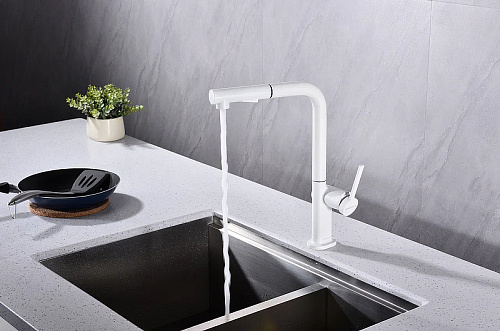 Смеситель для кухни Paulmark NEO белый матовый Ne214419-WH Смеситель для кухни Paulmark NEO белый матовый Ne214419-WH