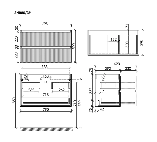 Тумба под раковину SANCOS Snob SNR80/39W R 790х390х500 Bianco подвесная Тумба под раковину SANCOS Snob SNR80/39W R 790х390х500 Bianco подвесная