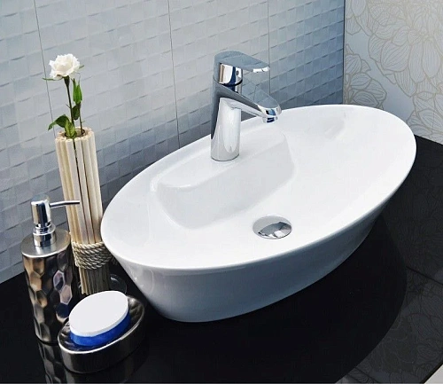 Раковина CeramaLux 9398 накладная, белый Раковина CeramaLux 9398 накладная, белый