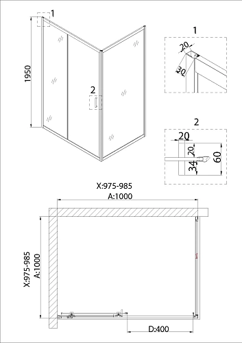 Душевой уголок Niagara Nova NG-82-10AB-A100B (100x100x195) квадратная, дверь раздвижная Душевой уголок Niagara Nova NG-82-10AB-A100B (100x100x195) квадратная, дверь раздвижная